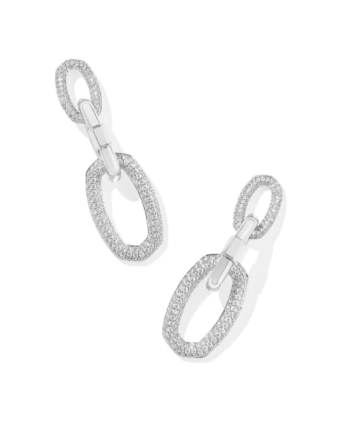 Emery Silver Statement Earrings in White CZ